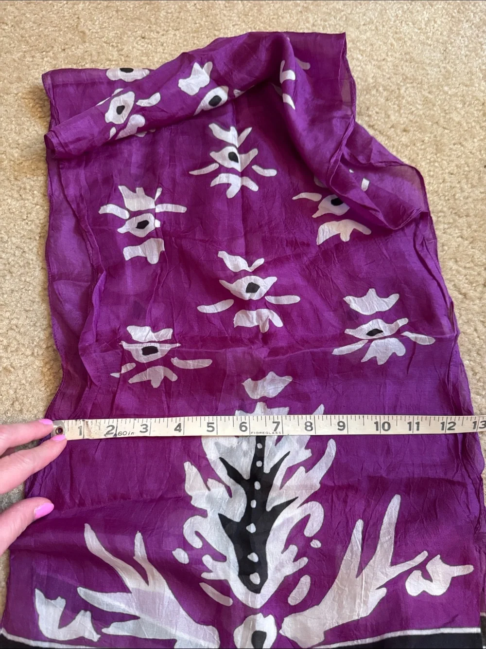 Silk-Feel Purple Print Scarf from Bangladesh